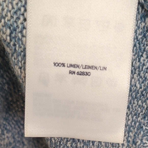 Land's End 100% Linen Short Sleeve Blue Button-Up Cardigan - Picture 7 of 9